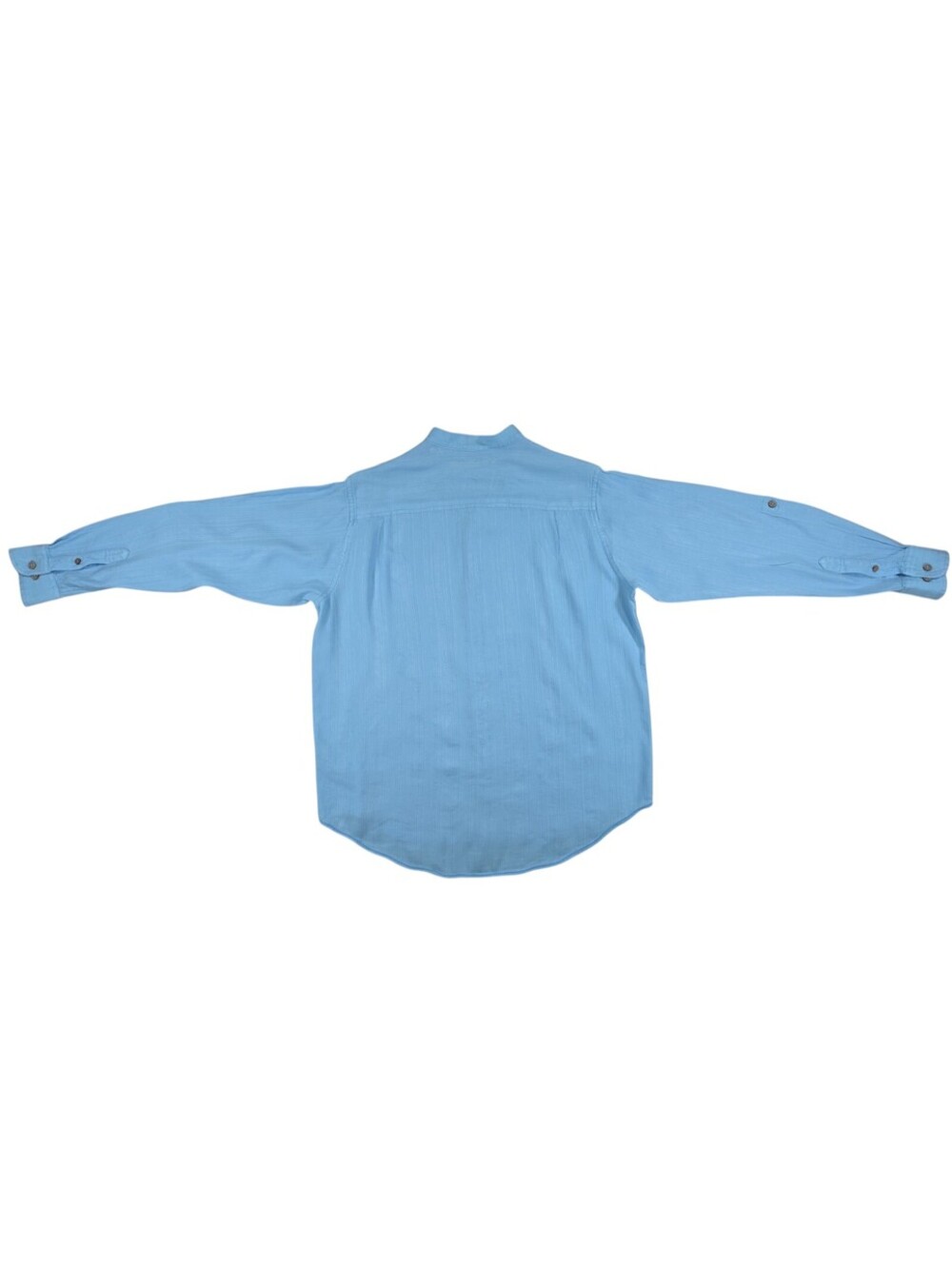Caribbean Joe Resort Blue Linen Rayon Striped Mandarin Collar Shirt Men's Medium - Picture 3 of 13